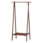 北欧風 ハンガーラック/コートハンガー 【ブラウン 幅80cm】 折りたたみ 収納棚付き 木製 『ジョイント』
