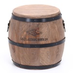 樽型スツール/収納付きオットマン 【高さ24cm】 ブラウン 木製 アイアンフレーム フタ付き 〔什器 ディスプレイ家具〕