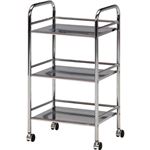 北欧風 マルチワゴン/収納棚 【3段 クロム×クロム】 幅40cm スチールフレーム キャスター付き
