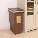 プッシュ式ダストボックス/ゴミ箱 【30L ブラウン】 幅37cm ポリプロピレン製 キャスター付き 『アルフ』