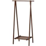 モダン調 ハンガーラック/コートハンガー 【ブラウン】 幅80cm 折りたたみ 収納棚付き 木製