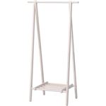 モダン調 ハンガーラック/コートハンガー 【ホワイト】 幅80cm 折りたたみ 収納棚付き 木製