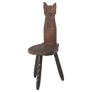 ピッグフェイス型 スツール/オットマン 【幅28cm】 木製 スペイン製 〔子供部屋 保育園 幼稚園〕