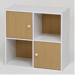 北欧風カラーボックス/収納棚 【扉2枚付き/2段 4マス ナチュラル】 正方形 幅60cm 『ユニットKDボックス ワイアード』