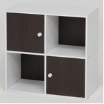 北欧風カラーボックス/収納棚 【扉2枚付き/2段 4マス ブラウン】 正方形 幅60cm 『ユニットKDボックス ワイアード』