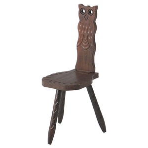 フクロウ型 スツール/オットマン 【幅28cm】 木製 スペイン製 〔子供部屋 保育園 幼稚園〕