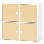 北欧風カラーボックス/収納棚 【扉4枚付き/2段 4マス ナチュラル】 正方形 幅60cm 『ユニットKDボックス ワイアード』