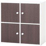 北欧風カラーボックス/収納棚 【扉4枚付き/2段 4マス ブラウン】 正方形 幅60cm 『ユニットKDボックス ワイアード』