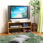 テレビラック/テレビ台 【ナチュラル】 幅89cm 24型〜37型対応 収納棚付き