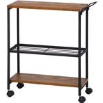 北欧風 ワゴン/収納棚 【3段】 幅64cm ブラウン キャスター付き 取っ手付き 『レアル』