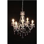 ペンダントライト/シャンデリア 【40W×4灯 ピンク】 幅44cm アクリル スチール製