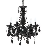 ペンダントライト/シャンデリア 【40W×4灯 ブラック】 幅40cm アクリル スチール製