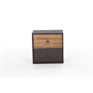 北欧風 収納ボックス/収納棚 【ダークブラウン×ブラウン】 引き出し2杯 幅40cm スタッキング 『ウッドグラデーション』