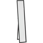 木製スタンドミラー/全身姿見鏡 【ブラック】 幅27cm 飛散防止加工 スリム