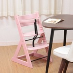 北欧調 グローアップチェア/ベビーチェア 【ピンク】 幅45cm 股ベルト付き 〔ベビー用品 子供用家具〕