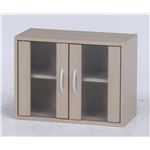 北欧風 ミニキッチンキャビネット/食器棚 【ホワイトウォッシュ】 幅60cm 取っ手付き扉付き 〔台所 カフェ〕