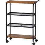 北欧風 ワゴン/収納棚 【4段】 幅64cm ブラウン キャスター付き 取っ手付き 『レアル』