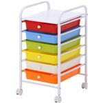 スタイリッシュ チェスト/収納棚 6段 【マルチカラー】 幅33cm スチールフレーム キャスター付き