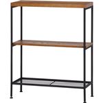 木目調シェルフ/本棚 【3段】 幅75cm ブラウン スチールフレーム 脚付き 『レアル』