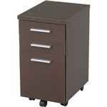 モダン調 インキャビネット/サイドチェスト 【スリム ダークブラウン】 幅30cm 引き出し3杯 キャスター付き 〔オフィス 書斎〕