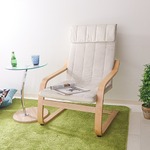 モダン調 リラックスチェア/パーソナルチェア 【アイボリー】 幅59cm 肘掛け付き 木製フレーム 『スリム』