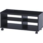 鏡面テレビ台/テレビボード 【ブラック】 幅80cm 24型〜37型対応 収納棚 キャスター付き