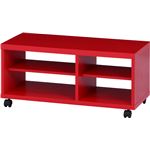 鏡面テレビ台/テレビボード 【レッド】 幅80cm 24型〜37型対応 収納棚 キャスター付き