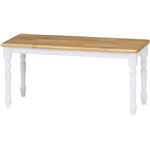 アンティーク調 ベンチ/ダイニングベンチ 【ナチュラル×ホワイト】 幅95cm 木製 『マキアート』