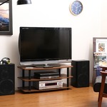 テレビラック/テレビ台 【ブラウン】 幅90cm 26型〜40型対応 収納棚 脚付き