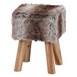 フェイクファースツール/オットマン 【スクエア ウルフ】 四角型 幅30cm 木製脚付き