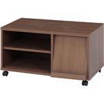 テレビラック/テレビ台 【幅80cm】 ミディアムブラウン 24型〜37型対応 収納棚 扉付き収納 雑誌ディスプレイ キャスター付き