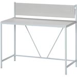 デスク/マルチテーブル 【ホワイト】 幅105cm スチールフレーム 収納棚・二口コンセント付き 『フレックス』