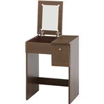 木目調ドレッサーデスク/化粧台 【幅50cm】 ミディアムブラウン 引き出し1杯・フタ付き収納1台・二口コンセント付き