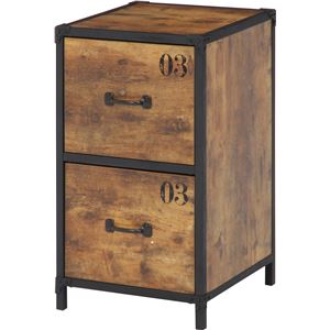 ヴィンテージ風 チェスト/タンス 【1マス×2段 幅38.3cm】 ブラウン 引き出し2杯 金属製脚付き 『クルト』