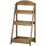 木製 3段ラック (フラワースタンド/花台) 幅42cm 【ブラウン】 折りたたみ 脚付き