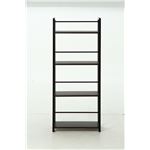 シェルフ/収納棚 【ダークブラウン×ブラック】 幅50cm スチールフレーム 棚板4段付き 『フレックス』