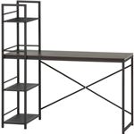 ワークデスク/パソコンデスク 【ダークブラウン 幅120.5cm×奥行49cm】 収納ラック4段付き スチールフレーム 『ルール』