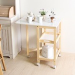 北欧風 UVバタフライワゴン/キッチン収納 【3段 幅35cm】 キャスター付き 木製 天然木フレーム 〔台所 ダイニング〕