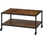 北欧風 センターテーブル/ローテーブル 【ブラウン】 幅84cm キャスター付き 『クルト』