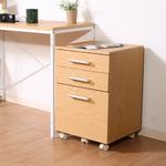 北欧風 サイドチェスト/袖机 【メープル】 幅40cm 引き出し3杯 キャスター付き 『プレーン』
