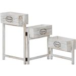 フラワースタンド/プランタースタンド 3連 【ホワイト】 幅112cm 木製 〔ガーデニング 庭いじり 什器〕