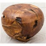 チークスツール/足置き 【MOON】 円形 幅40cm 木製 ブラウン 〔ディスプレイ家具 什器〕