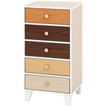 北欧風 スリムチェスト/タンス 【ホワイト】 引き出し5杯 幅44.5cm 天然木/脚部・取っ手 『ウッドグラデーション』
