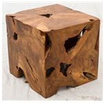 チークスツール/足置き 【COREY】 正方形 幅38cm 木製 ブラウン 〔ディスプレイ家具 什器〕