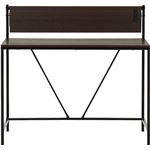 デスク/マルチテーブル 【ダークブラウン×ブラック】 幅105cm スチールフレーム 収納棚・二口コンセント付き 『フレックス』