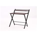 木目調 フォールディングワークデスク/折りたたみ机 【ダークブラウン×ブラック】 幅88cm スチールフレーム