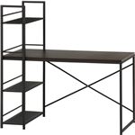 ワークデスク/パソコンデスク 【ダークブラウン 幅120.5cm×奥行64cm】 収納ラック4段付き スチールフレーム 『ルール』