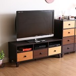 ワイドローボード/テレビ台 【ブラウン】 引き出し3杯 幅118cm 37型〜52型対応 天然木/脚部・取っ手 『ウッドグラデーション』