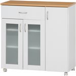 モダン調 キッチンカウンター/キッチン収納 【幅90cm】 引き出し1杯 取っ手付き扉 キャスター付き