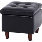 ボックススツール/オットマン 【1人掛け】 ダークブラウン 幅43cm 正方形 収納付き 木製脚付き 『ルパンII』